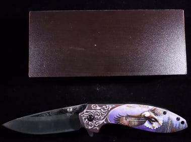 Eagle-Engraved Folding Pocket Knife