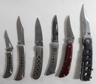 6 Skeleton Handle Folding Knives