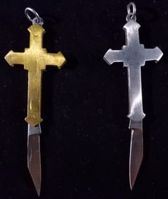 (2) Cross Pendant Folding Knives