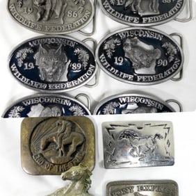 (10) Belt Buckles Wisconsin Wildlife & More