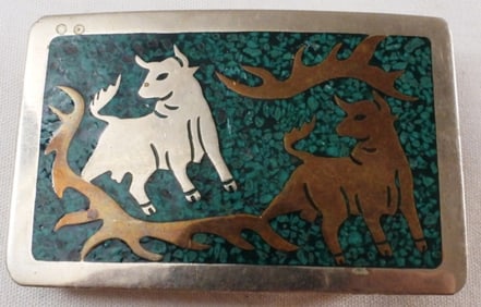 Turquoise Inlay Belt Buckle
