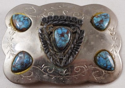 Silver-Tone Turquoise Color Belt Buckle
