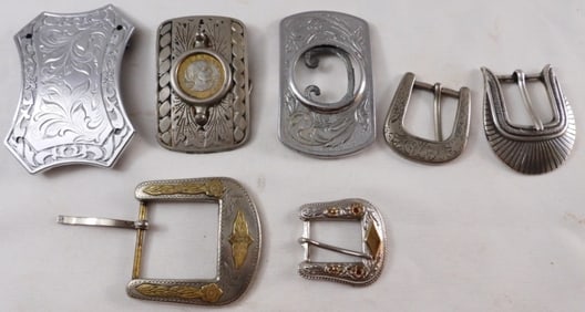 (7) Silver-Tone Belt Buckles