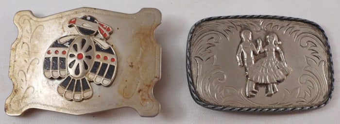 (2) Vintage Silver-Tone Belt Buckle