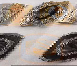 (3) Vintage Belt Buckles Faux Stones