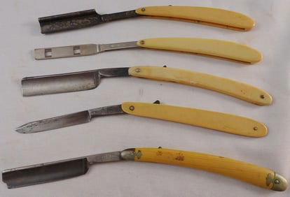 (5) Yellow Handle Straight Razors