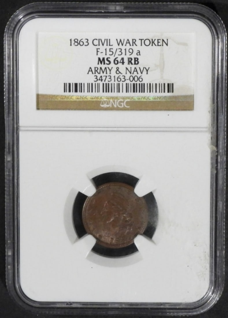 1863 Civil War Token, NGC MS-64 RB