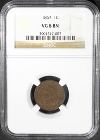 1867 Indian Cent,NGC VG-8 BN