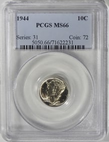 1944 Mercury Dime, PCGS MS-66