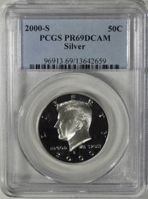 2000-S Silver Kennedy Half, PCGS PR-69 DCAM