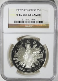 1989-S Congress Commem, NGC PF-69 Ultra Cameo