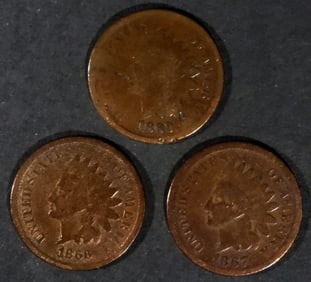 (3) Circ Semi Key Date Indian Head Cents