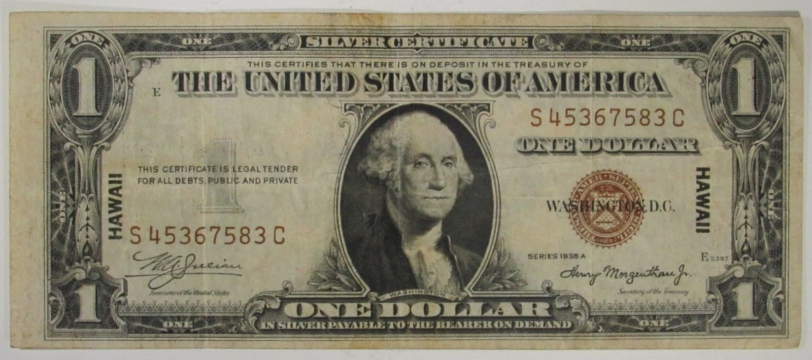 1935A $1 Hawaii Silver Cert: Bid live now!