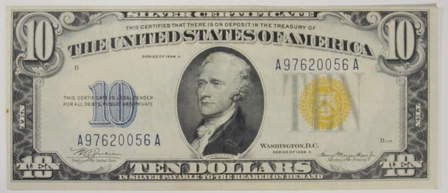 1934A $10 North Africa Silver Cert