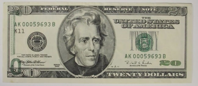 1996 $20 Error Note