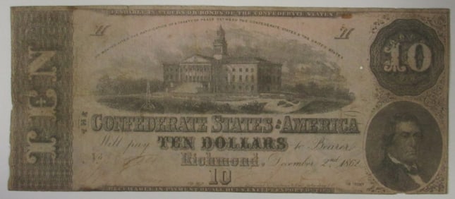 1862 $10 Confederate Note