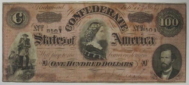 1862 $100 Confederate Note