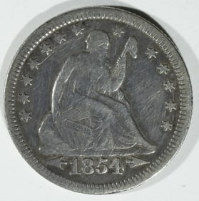 1854-O Arrows Seated Quarter