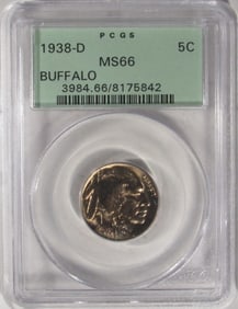1938-D Buffalo Nickel, PGSC MS-66
