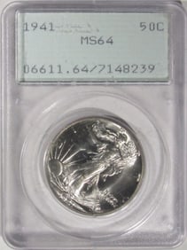 1941 Walking Liberty Half, PCGS MS-64