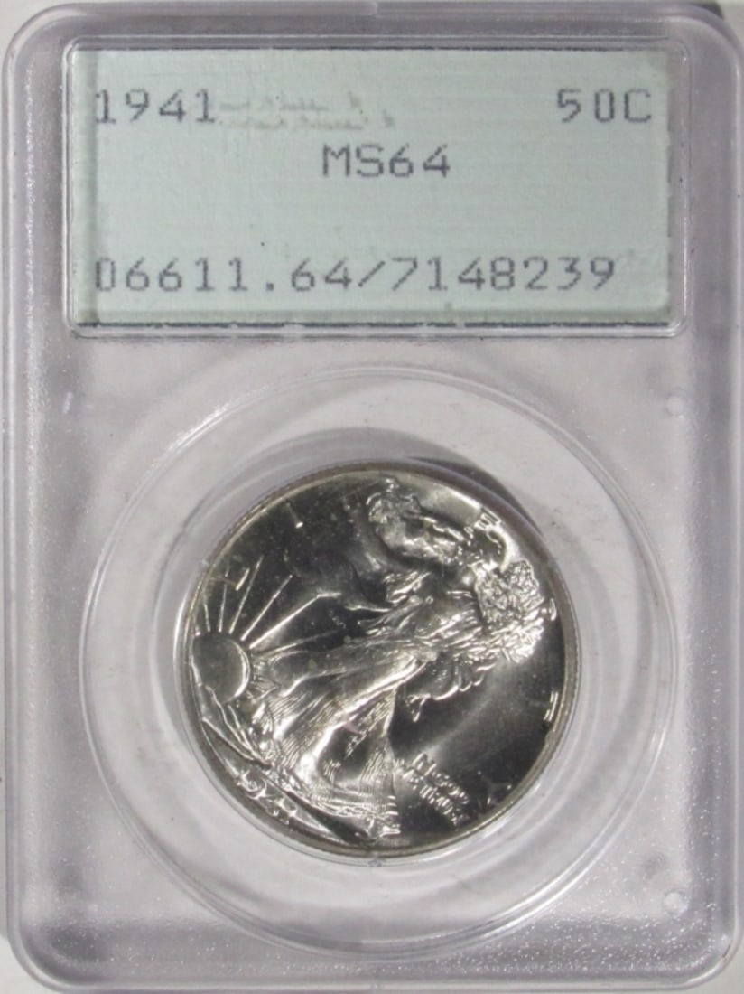 1941 Walking Liberty Half, PCGS MS-64: Rattler holder