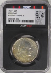 1927 Vermont Commem Half, NGC MS 9.4