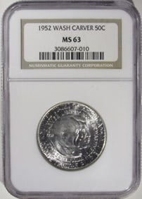 1952 Wash. Carver Commem Half, NGC MS-63