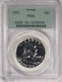 1955 Franklin Half Dollar, PCGS PR-66