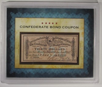 1877 Confederate Bond Coupon $30
