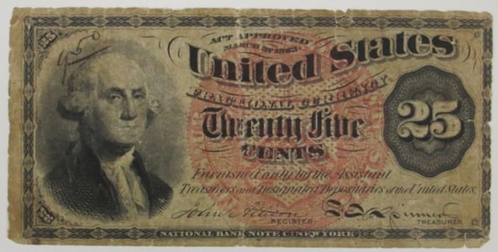 1863 25 Cents Fractional Currency