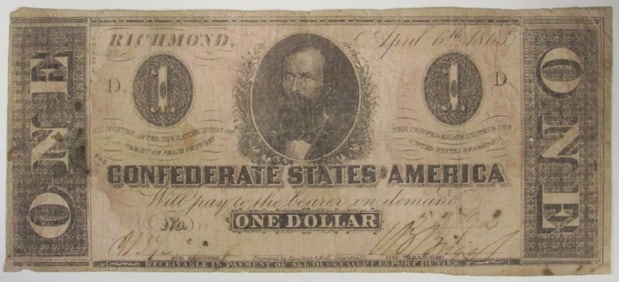 1863 $1 Confederate Note