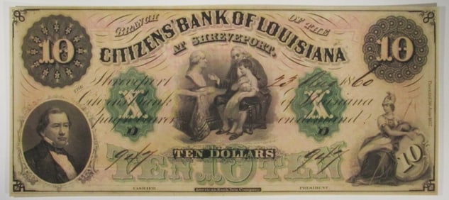 1860 $10 Obsolete Note State Bank of Louisiana