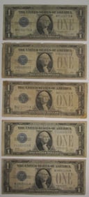 (5) 1928 $1 Silver Cert Funny Backs