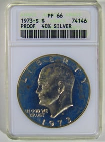 1973-S Silver Ike Dollar, ANACS PF-66