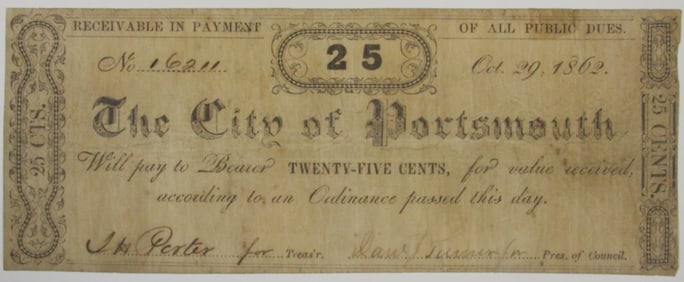 1862 25 Cent Fractional Currency