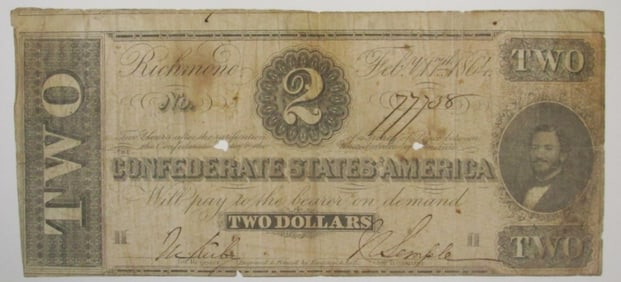 1864 $2 Confederate Note
