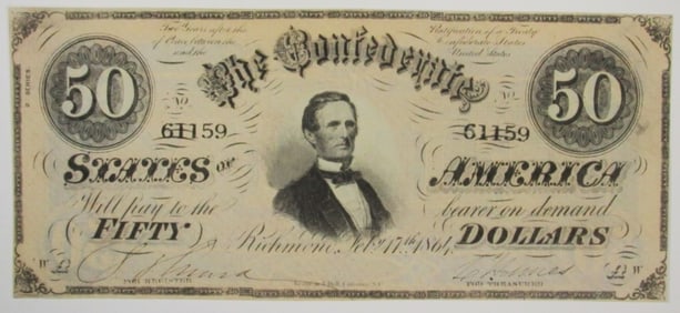 1864 $50 Confederate Note