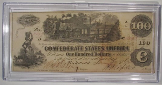1864 $100 Confederate Note