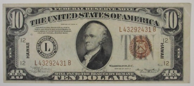 1934A Hawaii $10 Federal Reserve Note