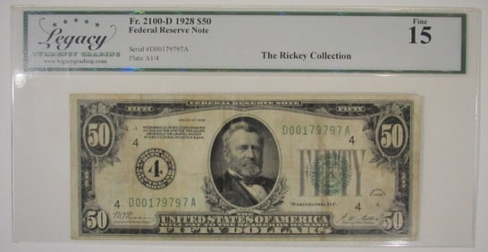 1928 $50 FRN, LGC Fine