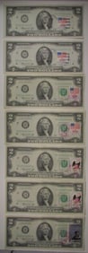 (7) $2 Bill with Stamps