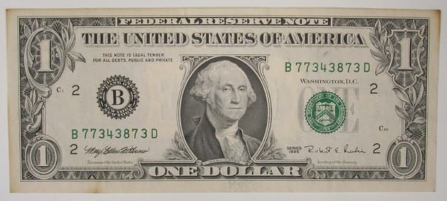 1995 $1 Error Note- Front to Back Printing