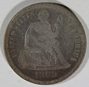 1869 Seated Dime