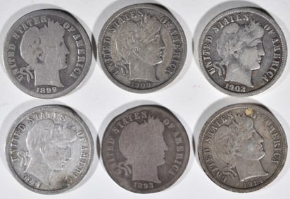 (6) Better Date Barber Dimes- See Description