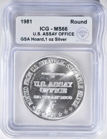 1981 U.S. Assay Office 1oz Silver, ICG MS-66