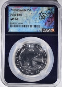 2018 Canada Polar Bear 1/2oz Silver, NGC MS-69