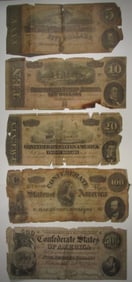 (5) Low Grade Confederate Notes