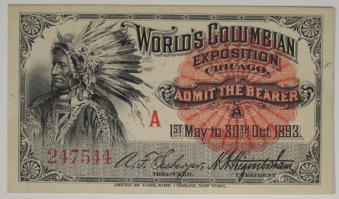 1893 World's Columbian Expo Admission Ticket