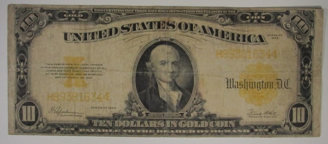 1922 $10 Gold Cert