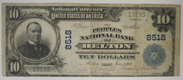 1902 $10 Bank Note People's Natnl Bank of Belton